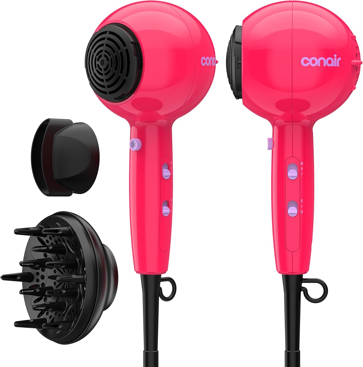 Secador de pelo Cake Pop, secador con difusor y concentrador, rosa | Potente secador de pelo iónico de 1875 W para un secado rápido, difusor para cabello rizado y concentrador, 3 niveles de calor, calidad de salón