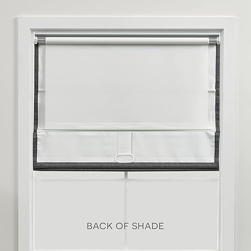 Miniatura 2 de Exclusive Home Frontera - Persiana romana 100% opaca, 31 x 64 pulgadas, color blancogris
