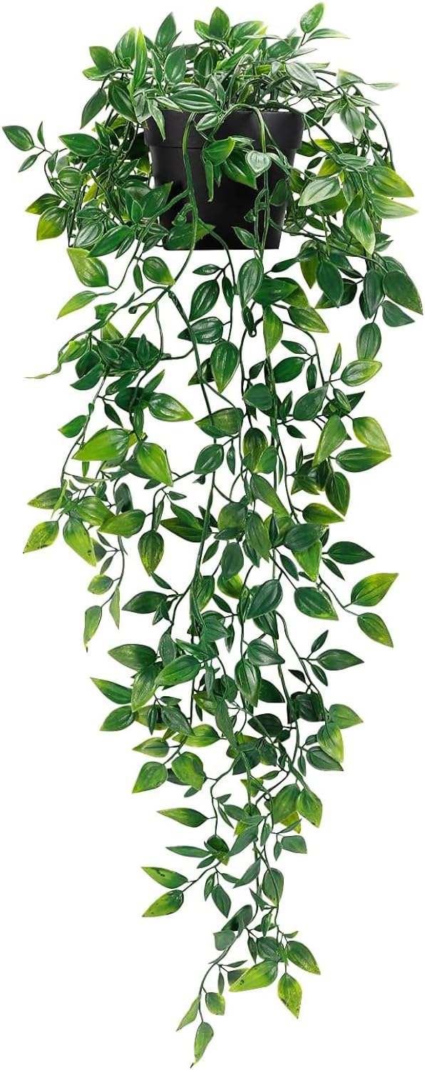 Fake Hanging Plants, Artificial Potted Plants for Indoor Outdoor Aesthetic Office Living Room Shelf Decor,1 Pack (174-01)