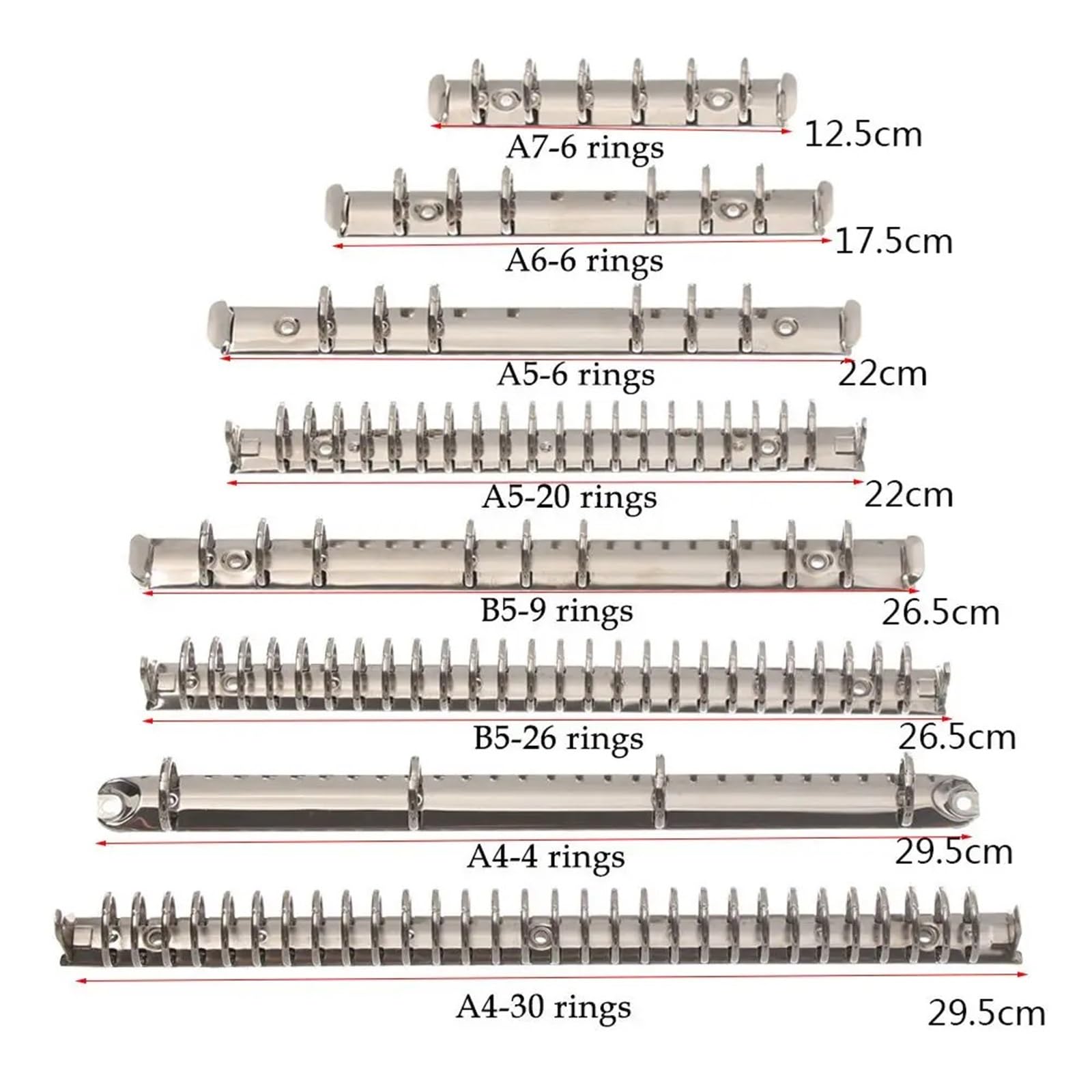 Rilegatura ad anelli, Raccoglitore ad anelli A5 Meccanismo raccoglitore 10 pezzi Clip in metallo Argento Cartella a fogli mobili Forniture for ufficio(-A4-4 rings)