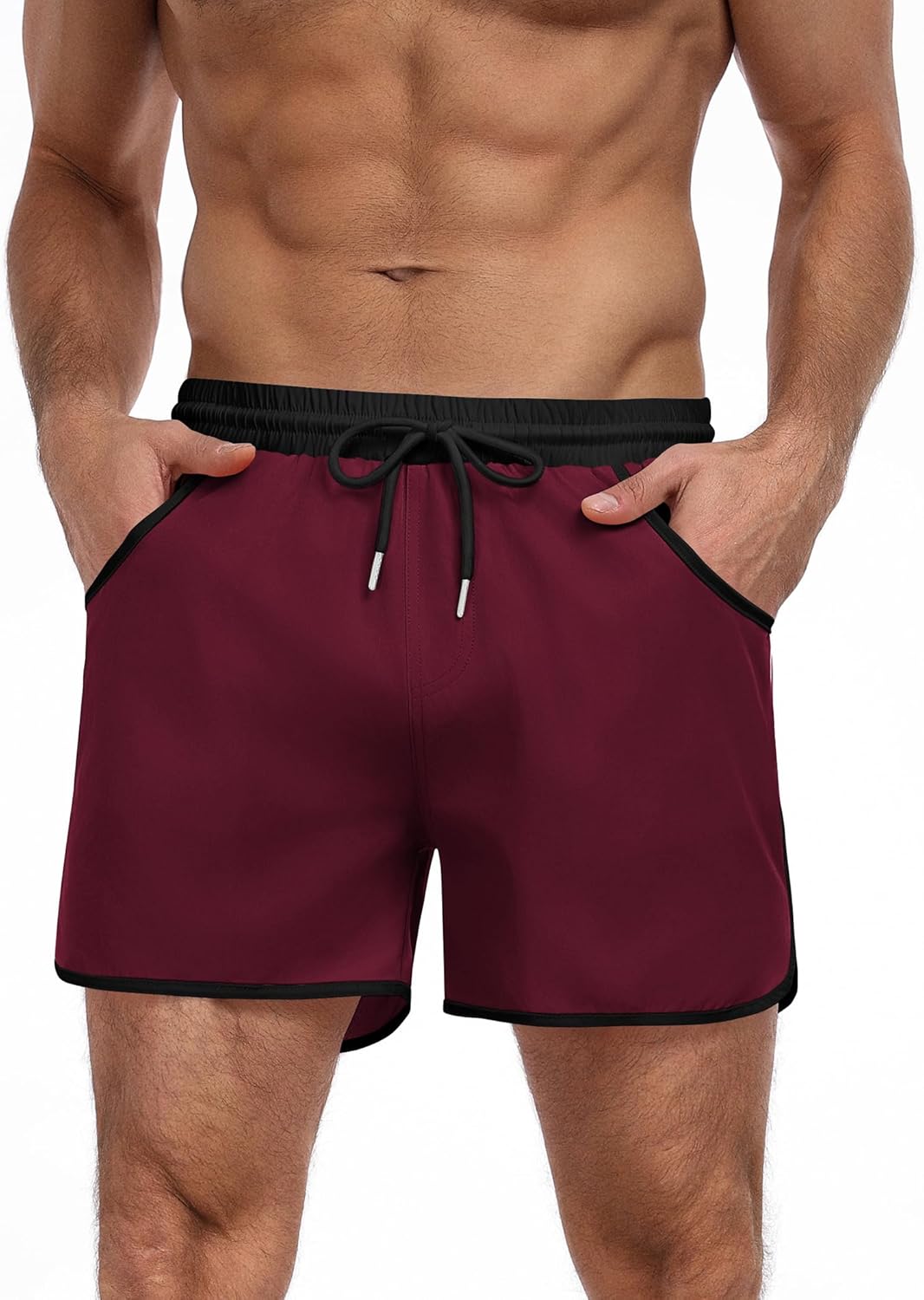 COOFANDY Men's Swim Trunks Quick Dry Swimsuit Color Block Board Short Bathing Suit Swimwear with Mesh Liner