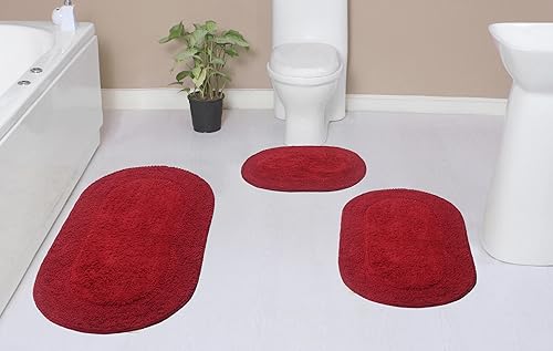 Home Weavers - Colección Double Ruffle - Juego de alfombras de baño 100% algodón, alfombra lavable, extrasuave y absorbente, tapete de cocina, juego