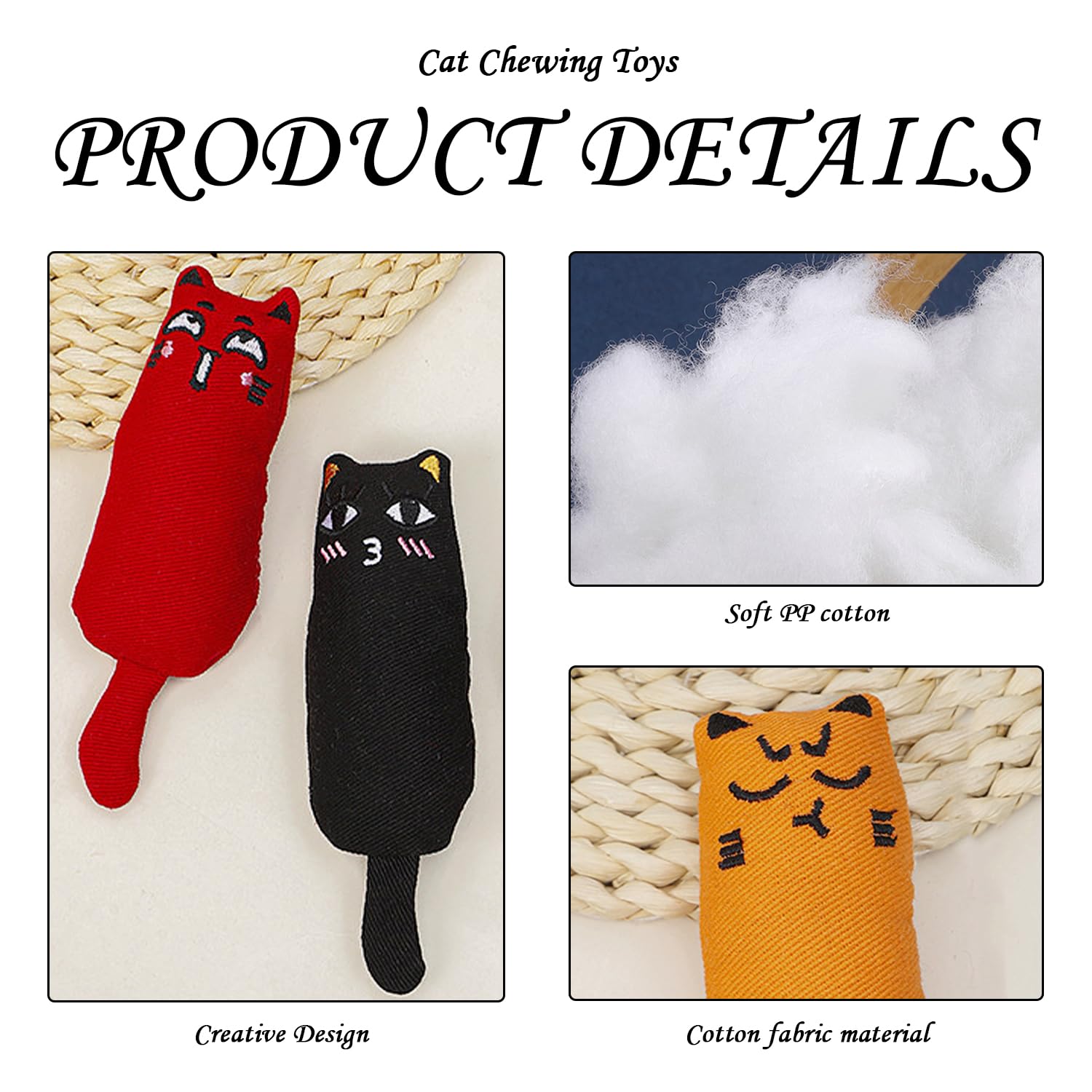 6 Piezas De Juguetes Expresivos para El Pulgar Y 2 Piezas De Juguetes De Peluche para Ratones, Juguetes para Masticar Gatos, Juguetes para Limpiar Los Dientes, Suministros para Mascotas