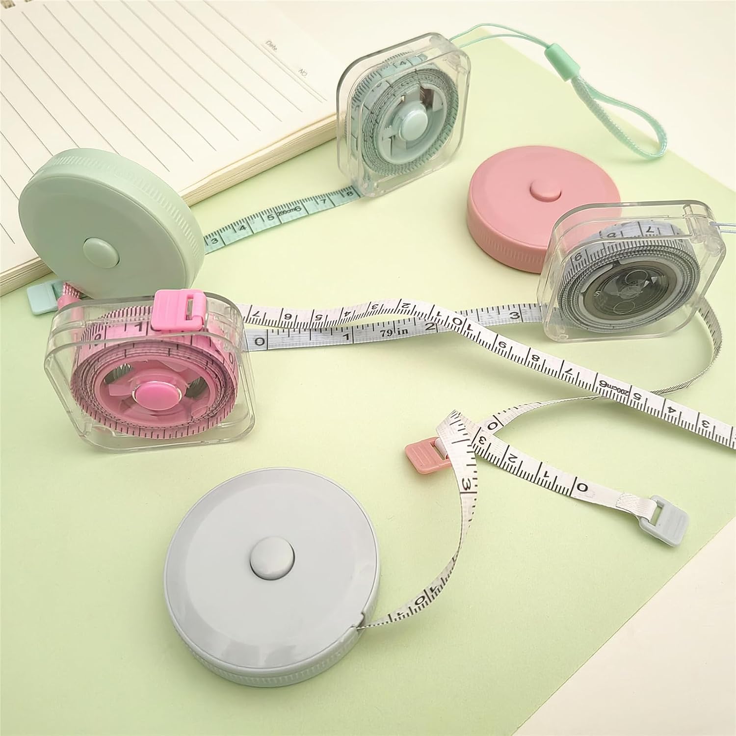 6 Pcs Soft Retractable Tape Measure 200 CM/79 in Measuring Tape Dual Sided for Body Fabric Sewing Tailor Cloth Measurements Measuring Tape Weight Loss