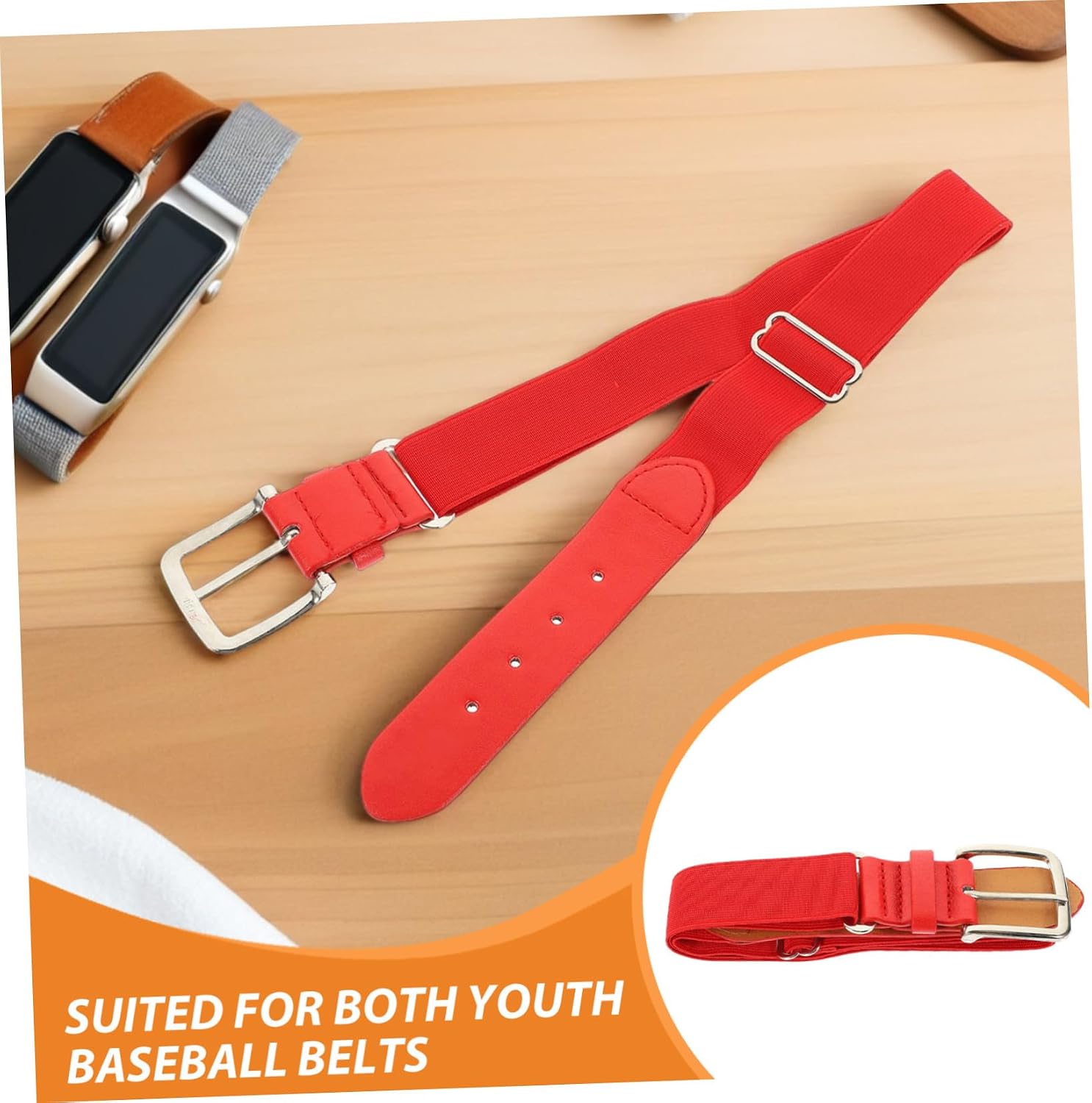 Luxshiny 2pcs Adjustable Elastic Baseball Belt for Youth Women and Men, Red Stretch Softball Uniform Waistband Sports Gear for Outdoor Teeball and Practice Pants