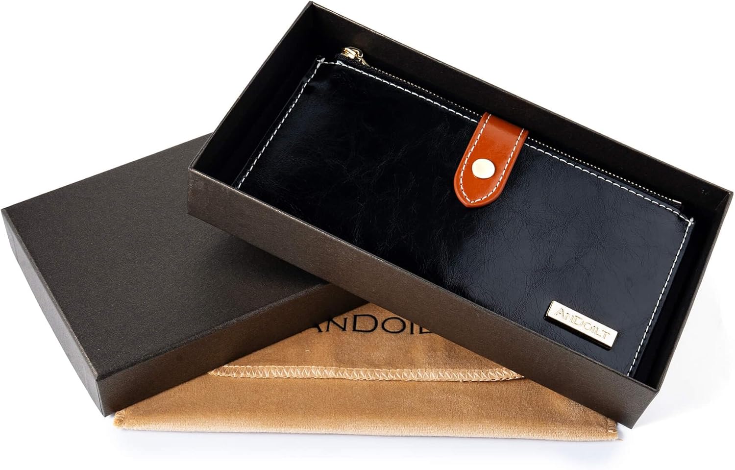 ANDOILT Wallets for Women Genuine Leather Wallet RFID Blocking Bifold Multi Card Case Purse with Zipper Pocket Handbag - Image 6