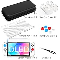 Vista 8 de HEYSTOP Switch OLED Case Compatible with Nintendo Switch OLED Model 2021, 9 in 1 Accessories for Switch OLED Model with Dockable Protective Case, HD