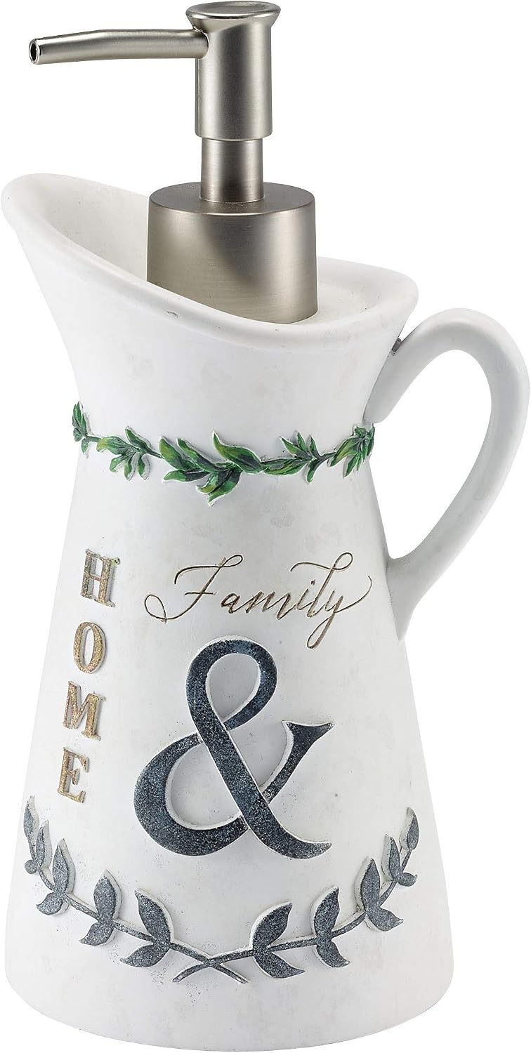 Avanti Linens - Soap Dispenser/Lotion Pump, Guest Bathroom Essentials, Chic Home Decor (Modern Farmhouse Collection)