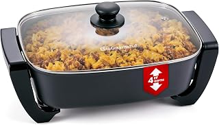 Elite Gourmet 12.5 Qt Extra Deep Electric Skillet - PFAS-Free Ceralast Ceramic, 1500W Rapid Heat, Dishwasher Safe Glass Lid