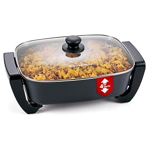 Elite Gourmet 15 x 12 x 4 Electric Skillet Xtra Deep Dish Ceralast PFAS Free Ceramic 1500W Rapid