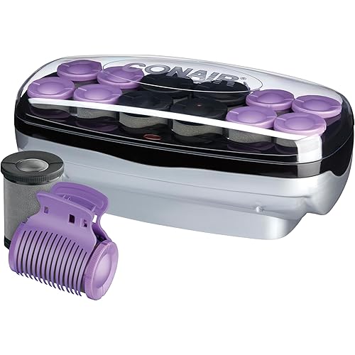 Conair Hot Rollers for Long, Medium & Short Hair, 12 Ceramic Flocked 1½-Inch and 1¾-Inch Heated Hair Rollers with Clips, Hot Curlers for Women, Volume & Curls, Amazon Exclusive