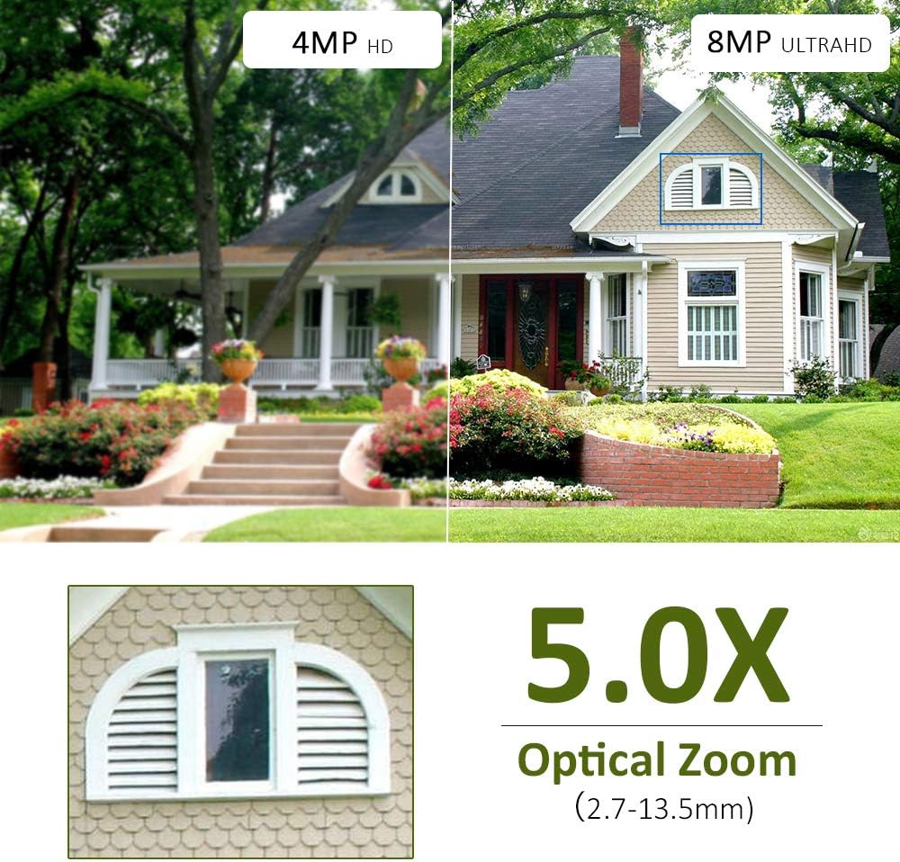 Exclusive Discount 60% Price Motorized Starlight Security 2.7-13.5mm Vari-Focal UltraHD - 8MP 4K Outdoor PoE IP Camera Lens 5X Optical Zoom with 196ft Night Vision,SD Card Slot,IP67 H.265 WDR Audio Alarm I/O