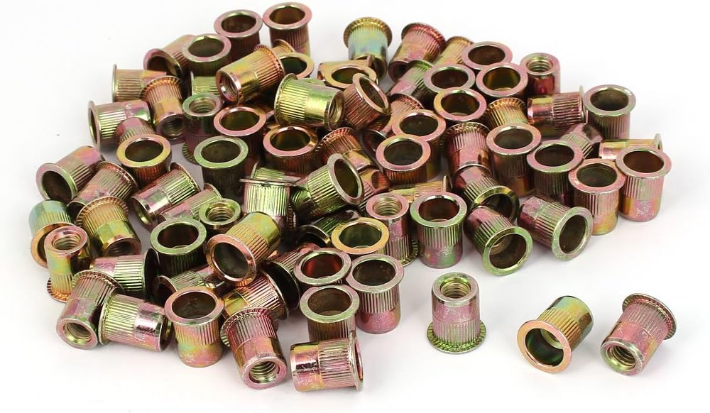 Straight Knurled Nails, Screws & Fasteners Reduced Head Rivet Nut Insert Bronze Tone Nut & Bolt Sets M8x13.5mm 100pcs