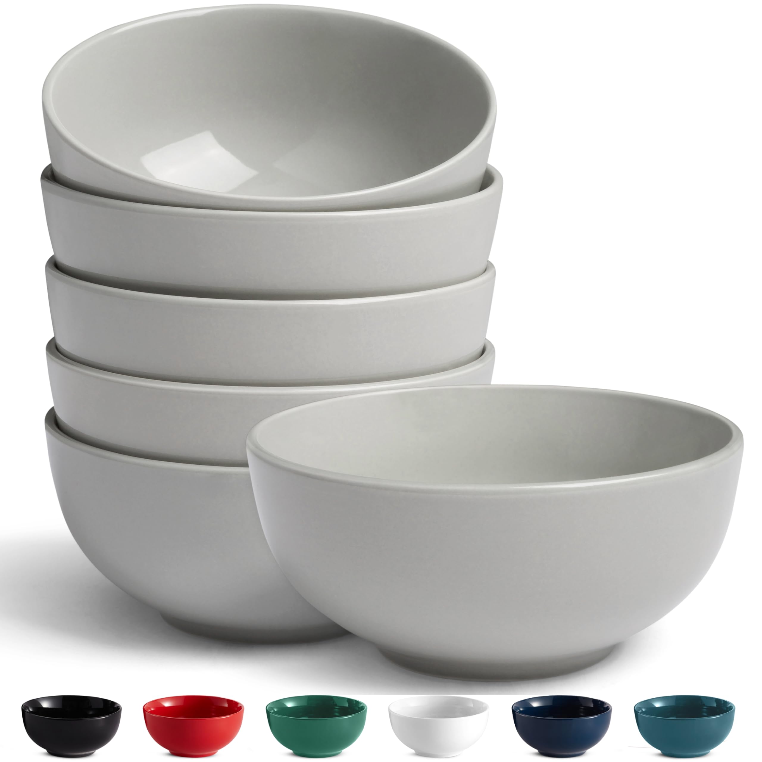 KooK Soup Bowls, Cereal Bowl, Ceramic, Bowls for Kitchen, Microwave, Dishwasher and Freezer Safe, Porcelain Dishes for Pasta, Salad, Oatmeal, Deep