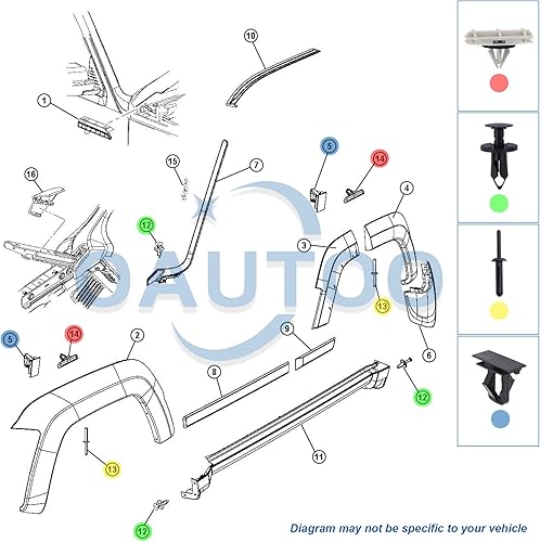 Miniatura 4 de OAUTOO 55pcs Fender Flare Clips Kit de Hardware para Jeep Liberty Dodge Nitro