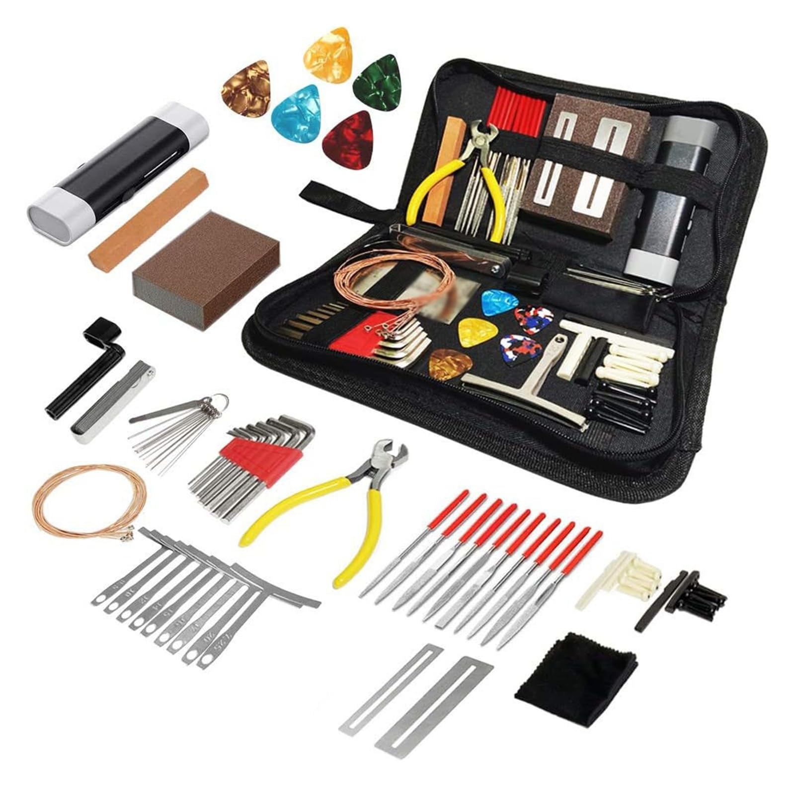 Kit de reparación de herramientas de guitarra de 72 piezas con accesorios