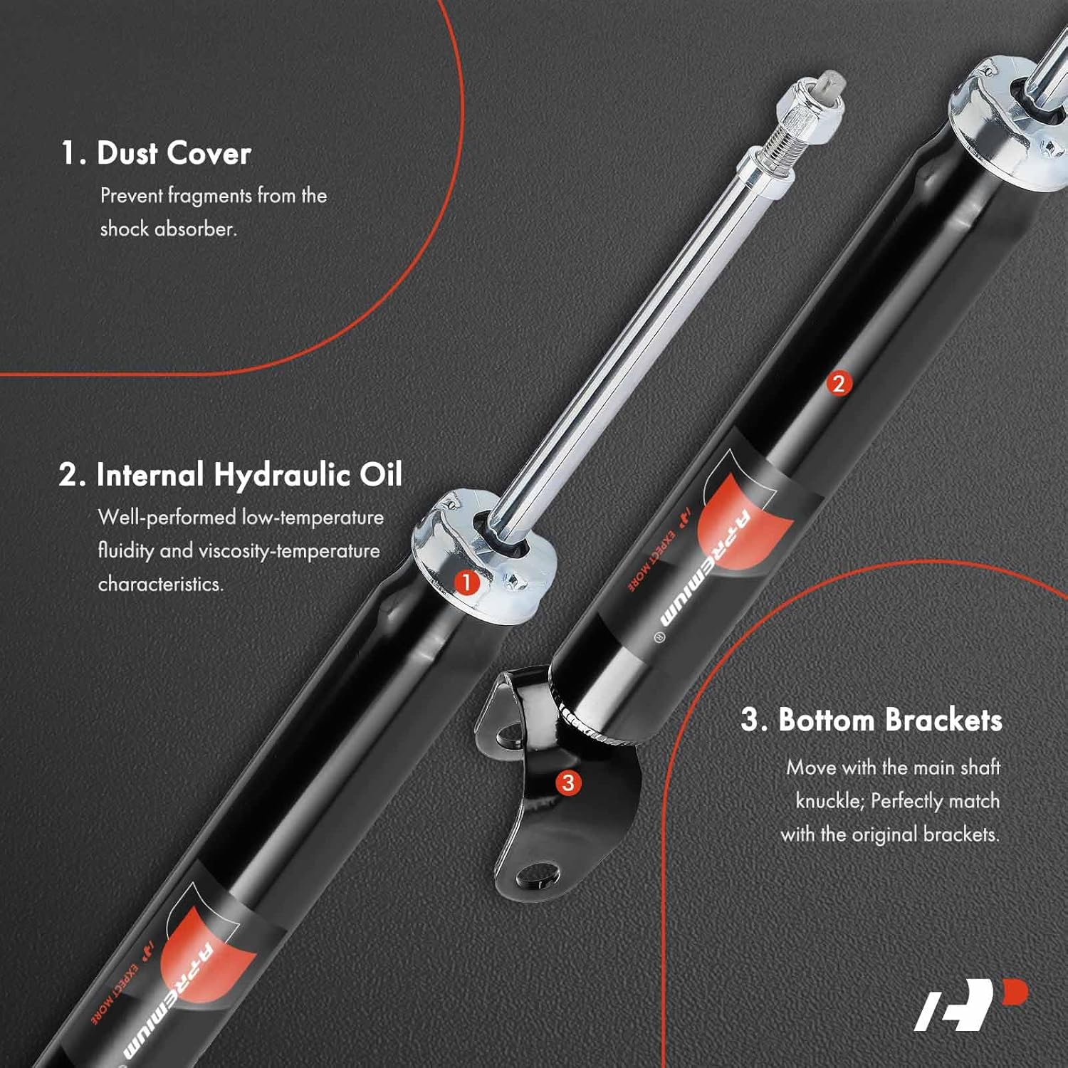 A-Premium Rear Suspension Shock Absorber Compatible with Jeep WK2 Series Grand Cherokee 2011-2021, 2-PC Set