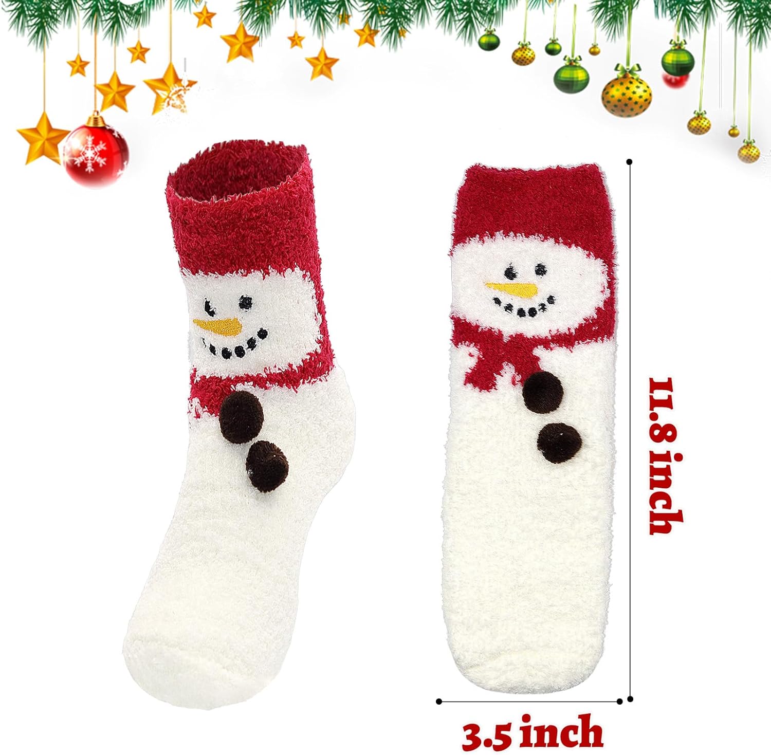 Fuzzy Christmas Socks - 6 Pairs Cozy Warm Fluffy Plush Bed Socks for Women, Girls - Cute Coral Fleece Xmas Indoor - Image 5