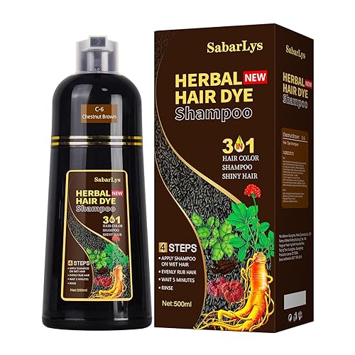 SabarLys Champú instantáneo para teñir el cabello 3 en 1 con ingredientes herbarios, champú de color para el cabello, cobertura del 100 % de las