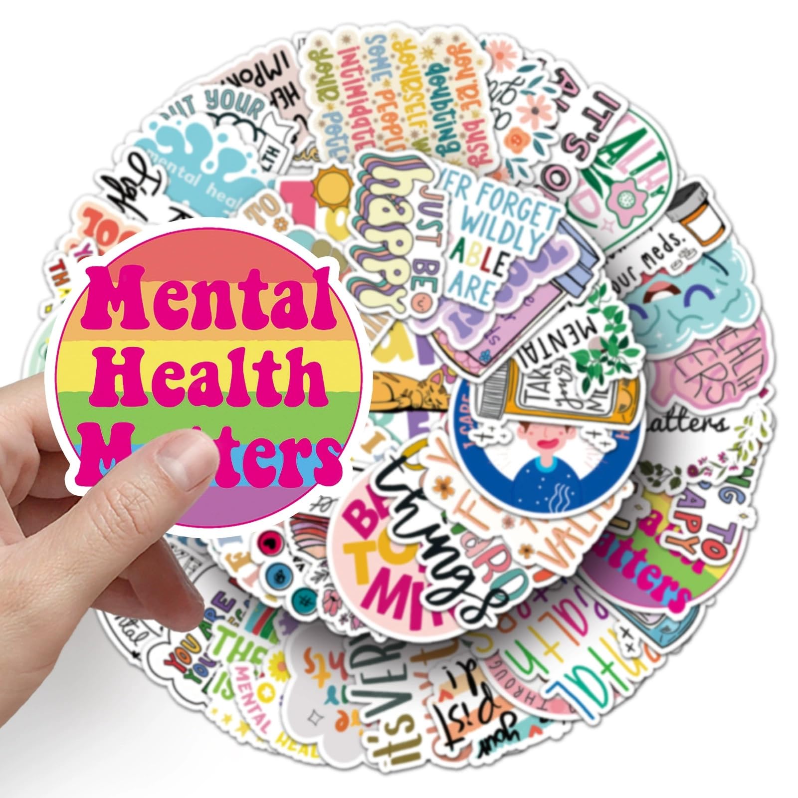 Mental Health Stickers for Laptop(100 PCS),Gift for Children Teens Adults Girl Boys,Mental Health Waterproof Stickers for Skateboard,Bike,Phone,Computer,Luggage Water Bottle Guitar Motorcycle Suitcase - Image 3
