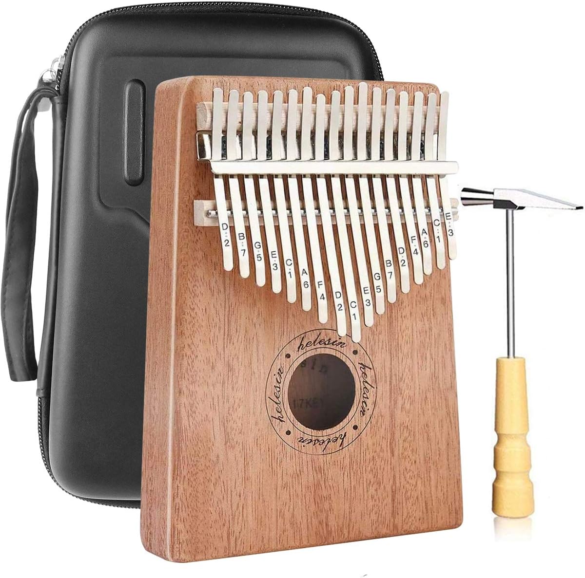 kalimba Thumb Piano, Kalimba 17 Key with Instruction and Protective Box, Kalimba Finger Piano for Kids, Adult, Beginners and Professional (Mahogany)