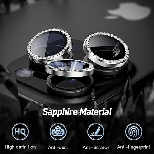 Miniatura 120 de Paquete de 3 x 2 protectores de lente de cámara Jeluse para iPhone 14 Pro Max para iPhone 14 Pro, cubierta protectora de pantalla de vidrio templado