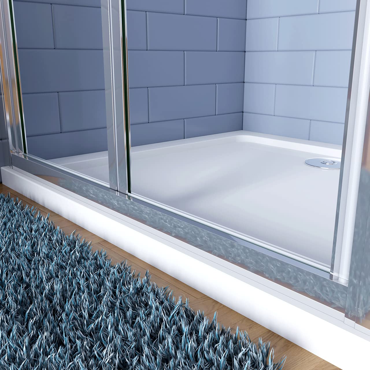 H.185cm Box Doccia Angolare 70x70cm Porta a Soffietto vetro 5mm Profilo