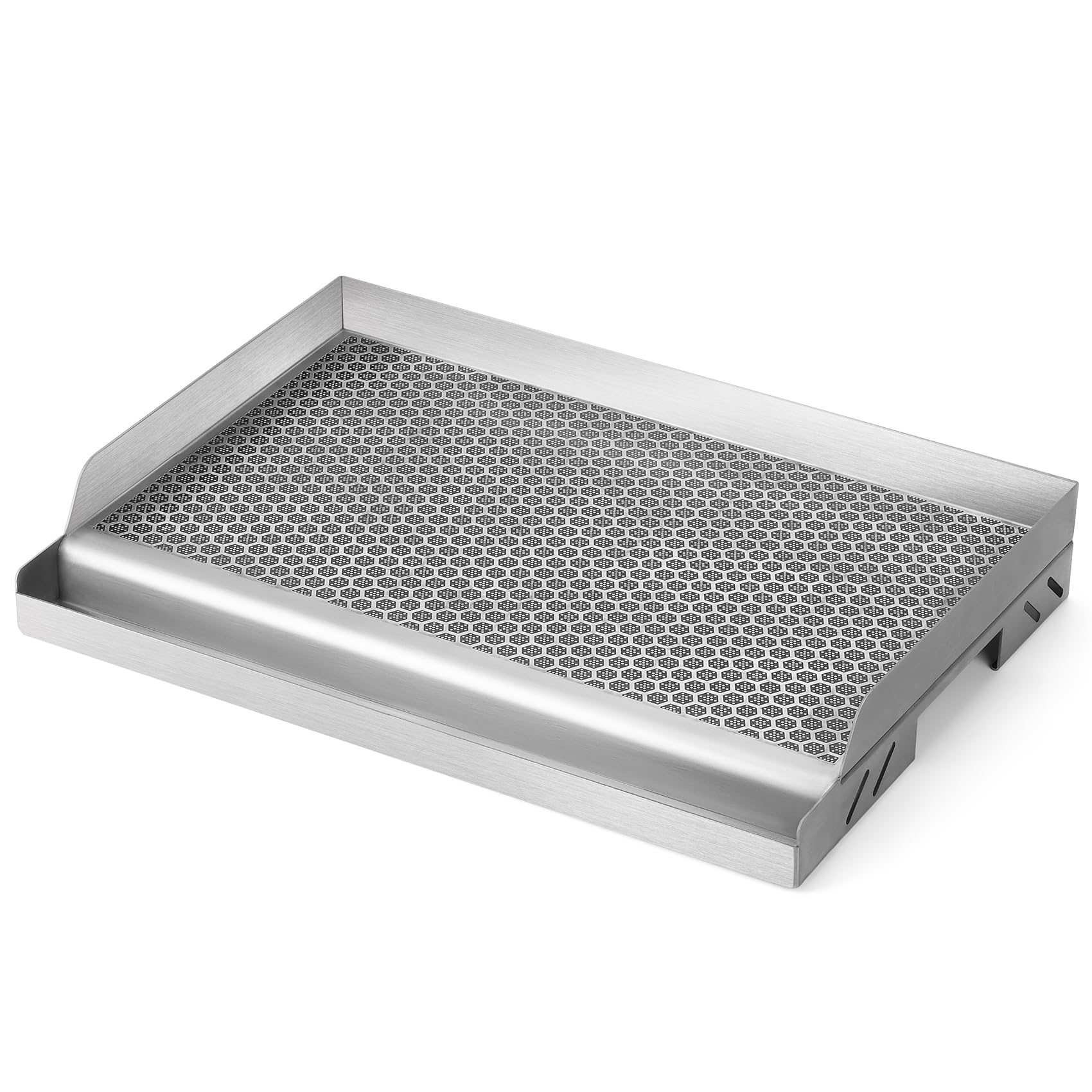 Onlyfire 45 x 32 cm Plancha Barbecue Hybride en Acier Inoxydable, Plaque de Cuisson avec Revêtement Céramique Nid d'Abeille, Antiadhésive et Robuste, pour Barbecue à Gaz, Charbon et Cuisinière