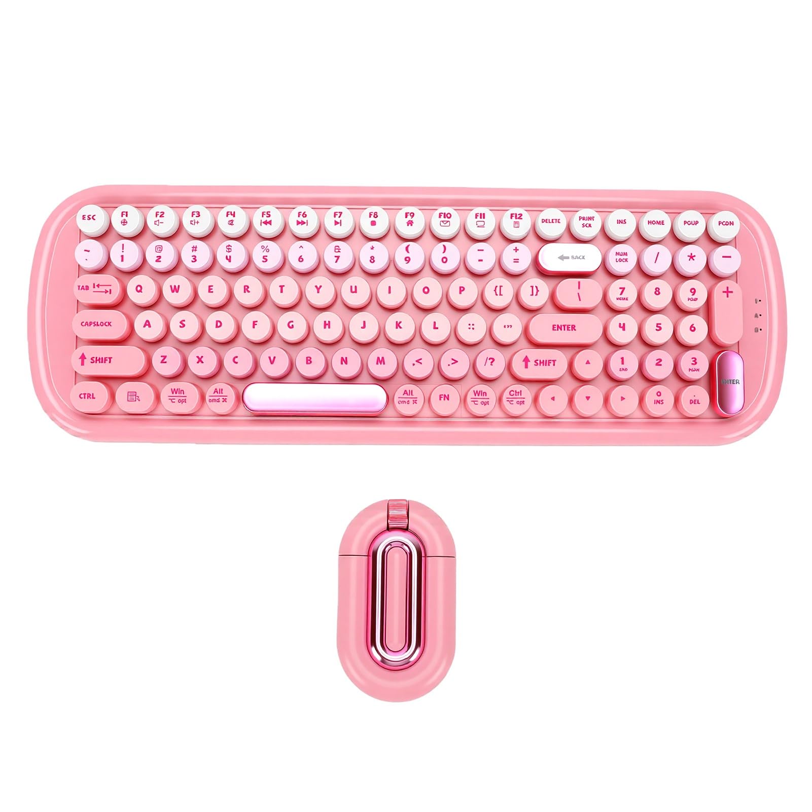 Sorandy Combo de Teclado y Mouse Inalámbricos, Teclas Redondas para (Pink)