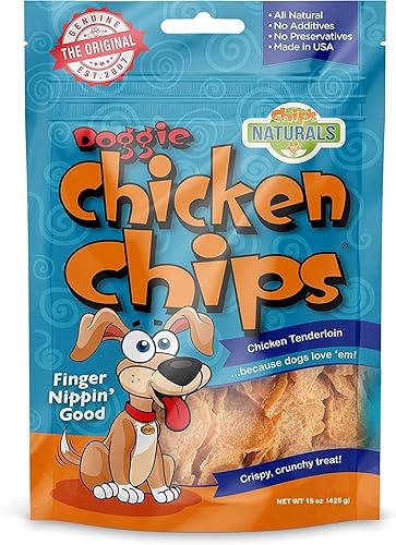 Chips de pollo totalmente naturales, golosinas para perros hechas con pollo de origen estadounidense (bolsa grande de 15 onzas)