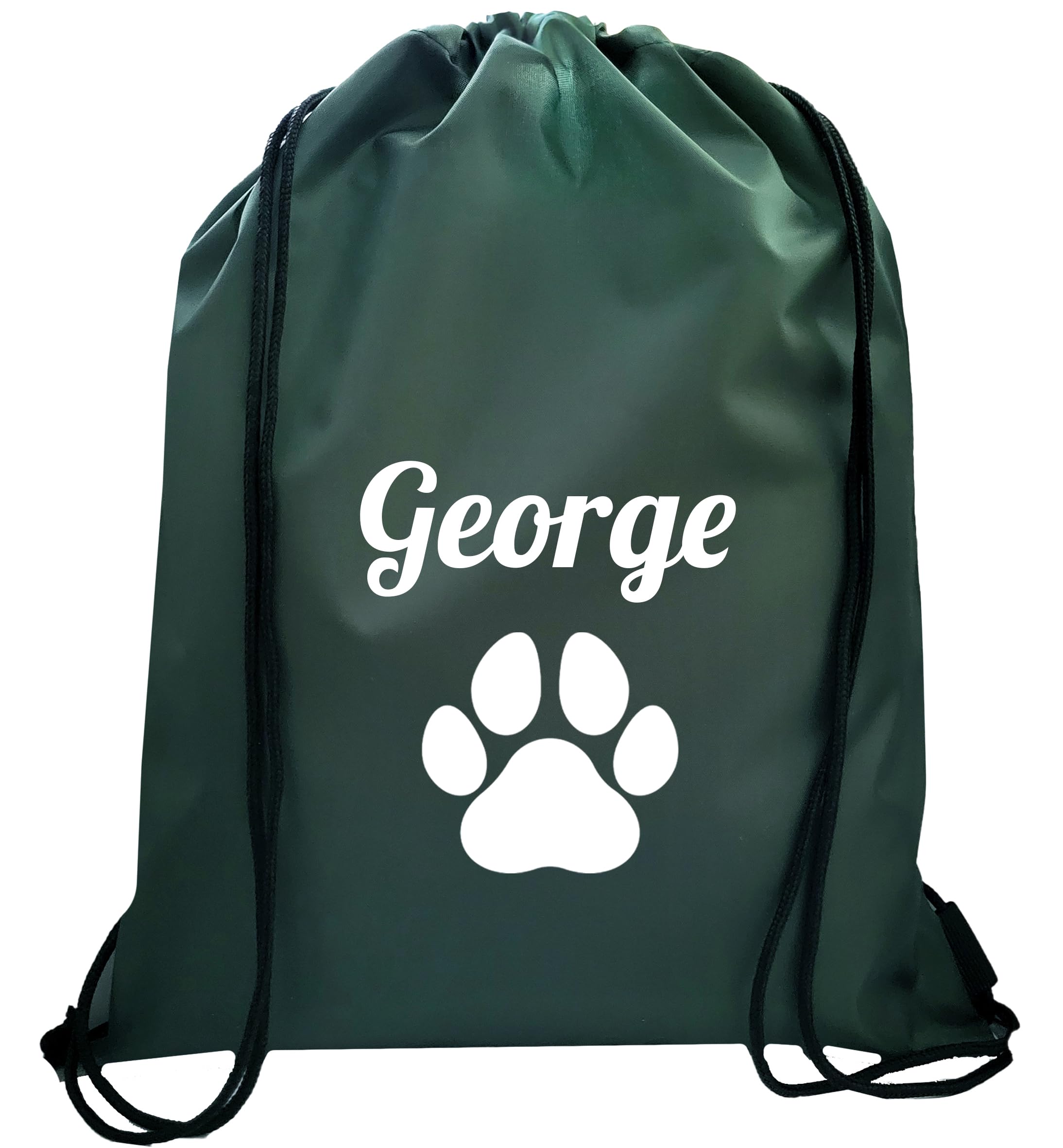 JJLC Personalised Dog Drawstring Bag Paw Treat Toys Training Storage Holder (Bottle Green Paw Drawstring)