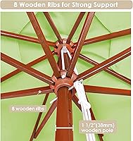 Vista 5 de Yescom Paraguas de madera para patio al aire libre, mercado, jardín, patio, playa, terraza, cafetería, sombrilla