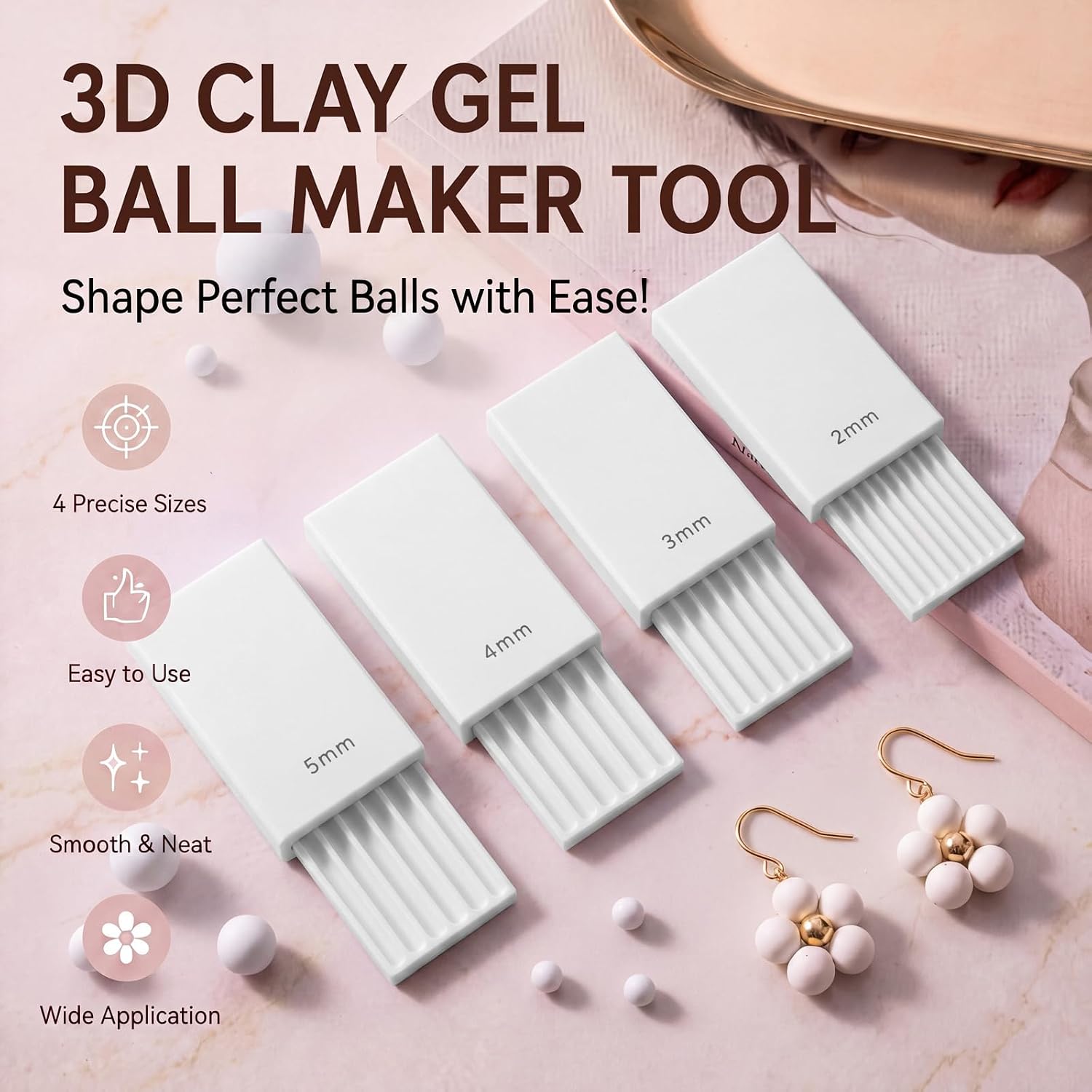 Hiboom 3D Print Clay Gel Ball Maker Tool Clay Ball Roller 2-5 mm, White