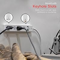 Vista 5 de GE 61291 Alargador con protector contra sobretensiones, cable de extensión de 25 pies, extensor de 6 tomas, 800 julios, enchufe plano, cubiertas