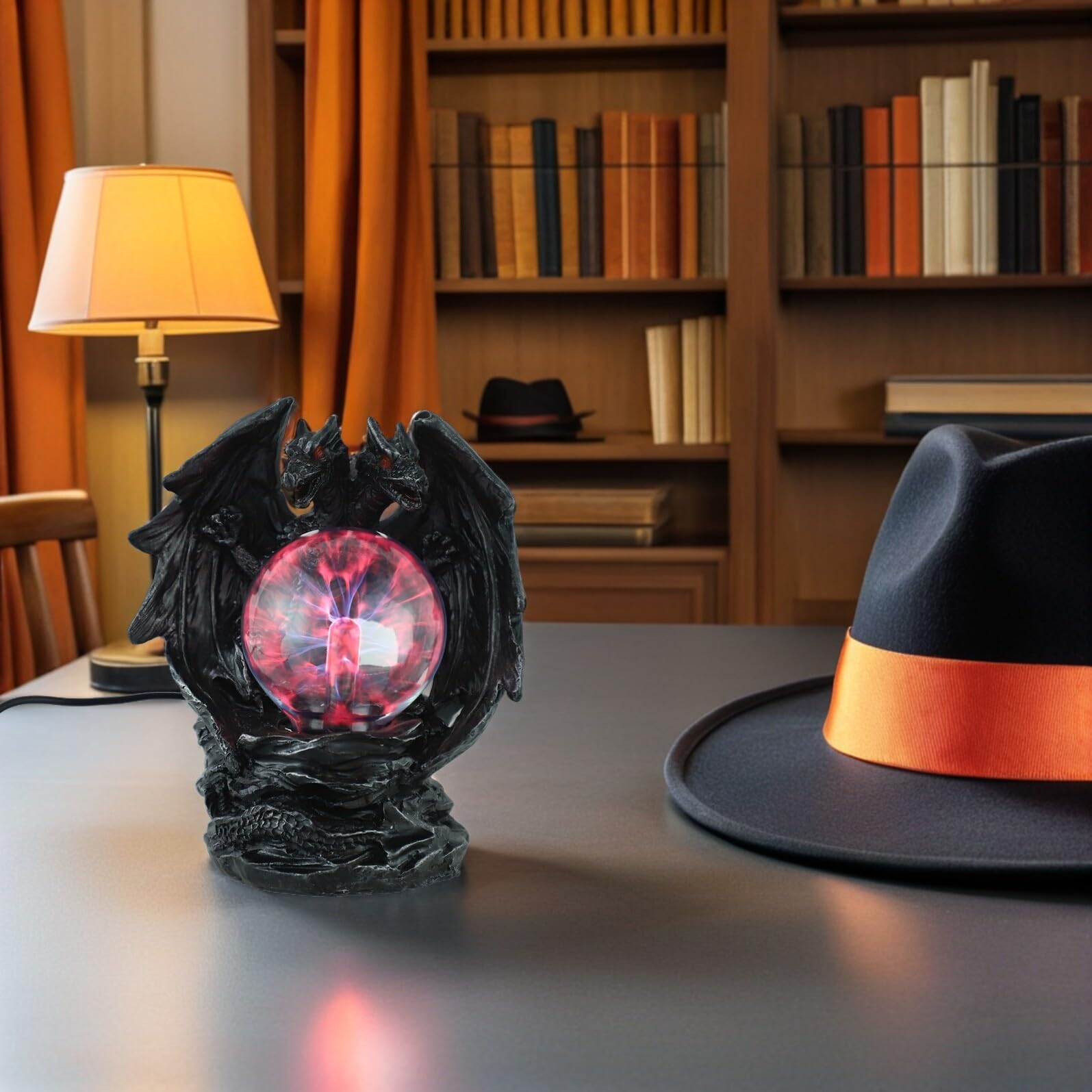 WOONEKY Lampada Plasma Sfera con Drago Spettrale USB Luce Interattiva Sensibile al Tocco per Decorazioni Halloween e Complementi per Camera da Letto Gotica