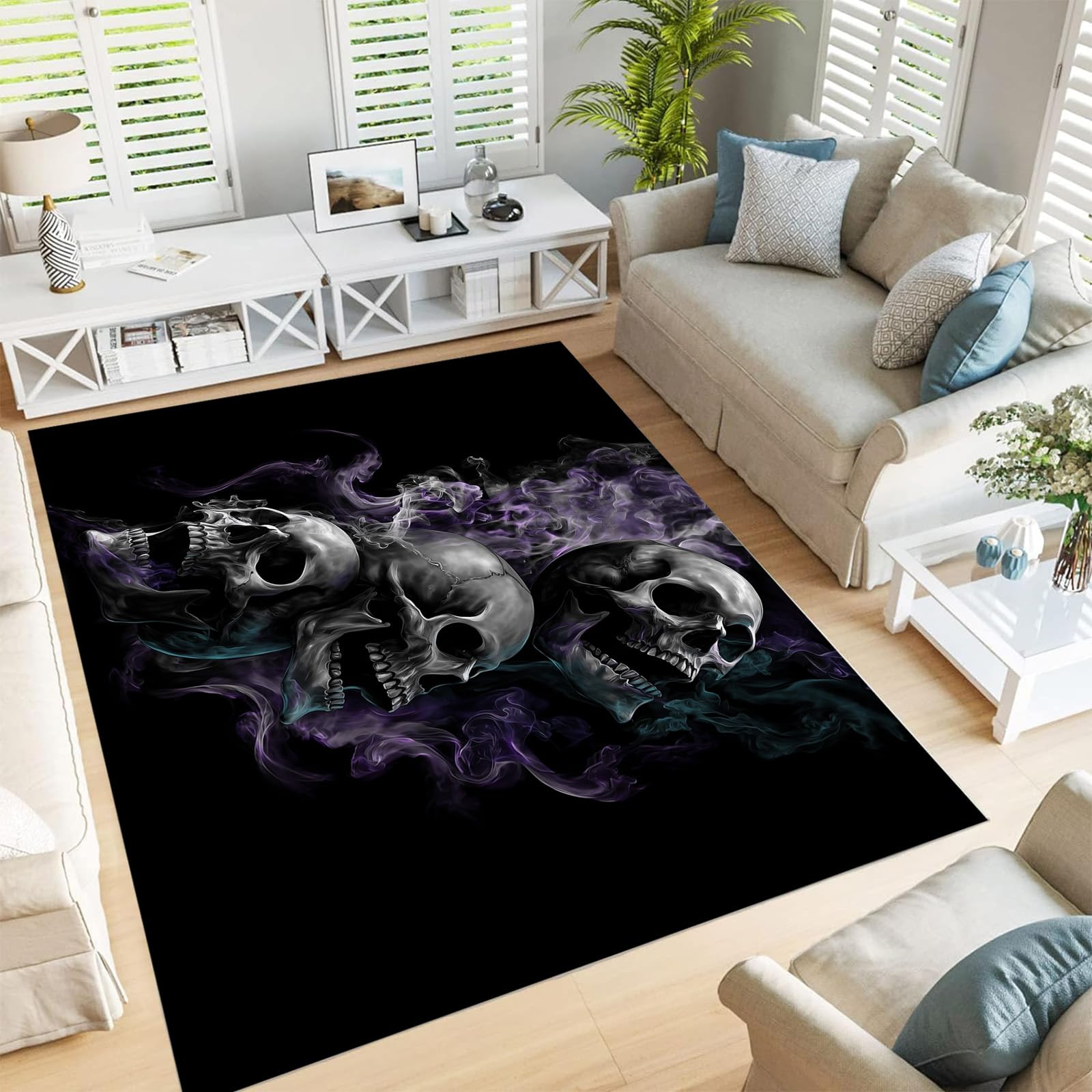 Tapis salon gris foncé antidérapant pour créer un coin chambre cosy