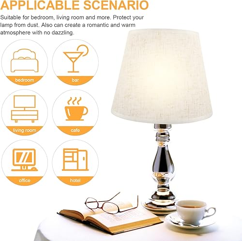 Miniatura 5 de Cubiertas de tela para lámpara de tambor, pantalla de tela, cubierta de lámpara de mesa, clip de repuesto en la pantalla de bombilla para