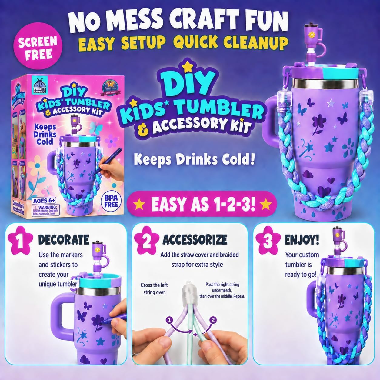 14oz DIY Kids Insulated Tumbler with Handle, Hot or Cold Beverages