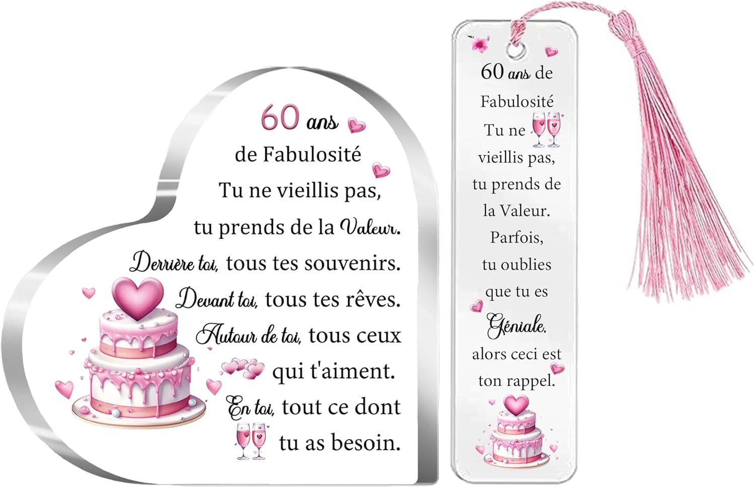 60ème Anniversaire Cadeau 60 ans Femmes Plaque Acrylique Marque-pages
