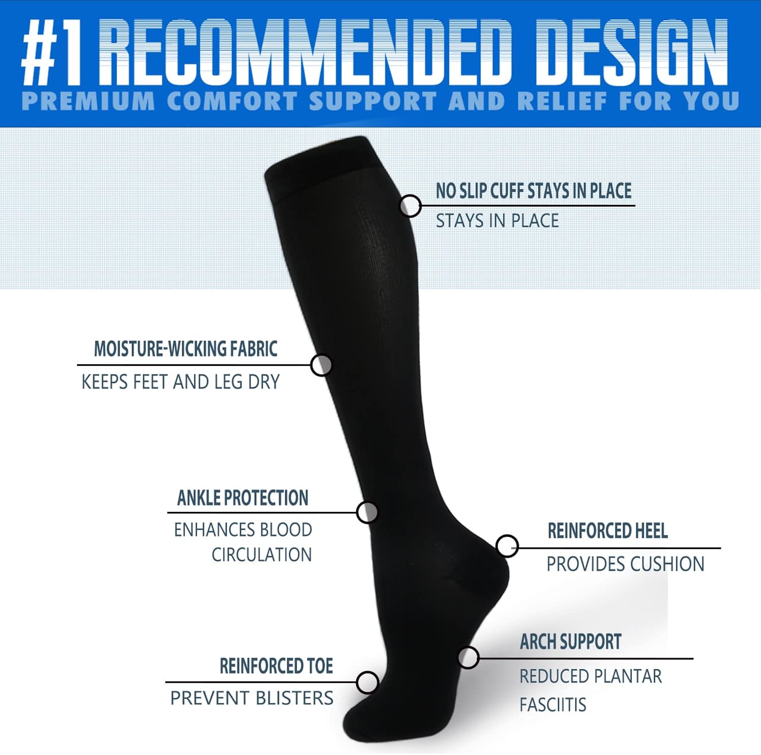 4 Pairs Copper Compression Socks - Medical Compression Socks for Women & Men Circulation - Best Support for Nurses, Running : Clothing, Shoes & Jewelry