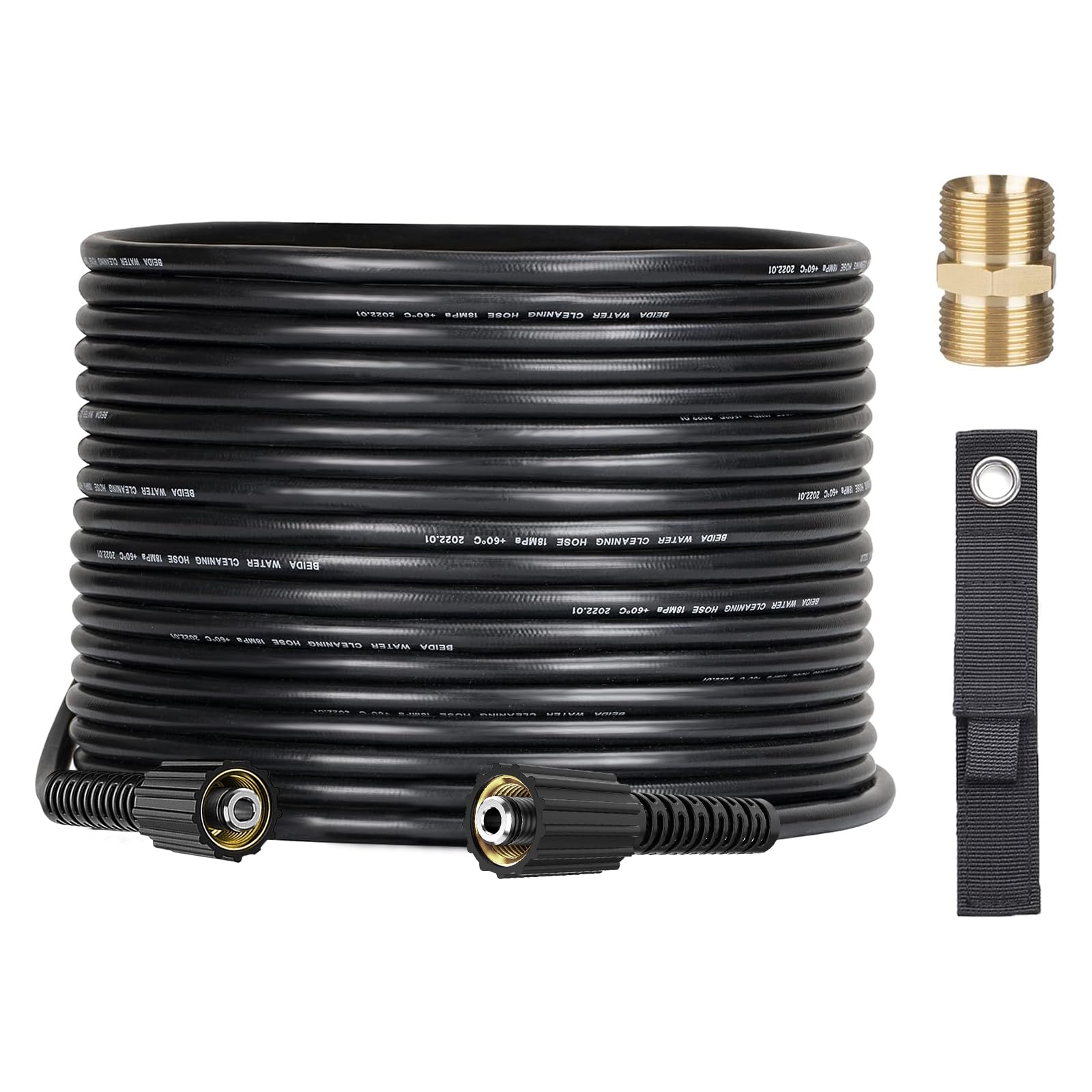 High Pressure Washer Hose 10M/33FT, M22 14mm Female Replacement Jet Wash Hose, Flexible Power Washer Extension H ose with M22 Double Male Thread Coupler, 2600PSI Pressure W Asher Accessory
