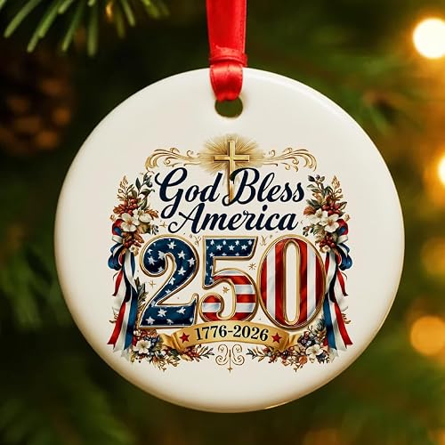 250th Anniversary USA Ornament for 4th of July Decorations, God