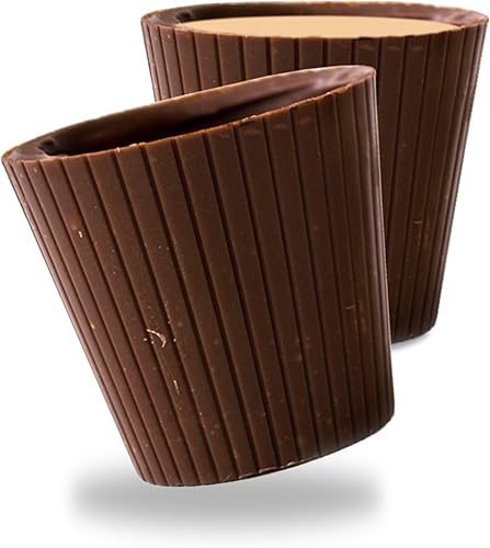 Lang's Chocolates Vasos de chupito de chocolate con leche - Chocolate Kosher - Taza de postre sin gluten - Grandes vasos de chupito de caramelo para