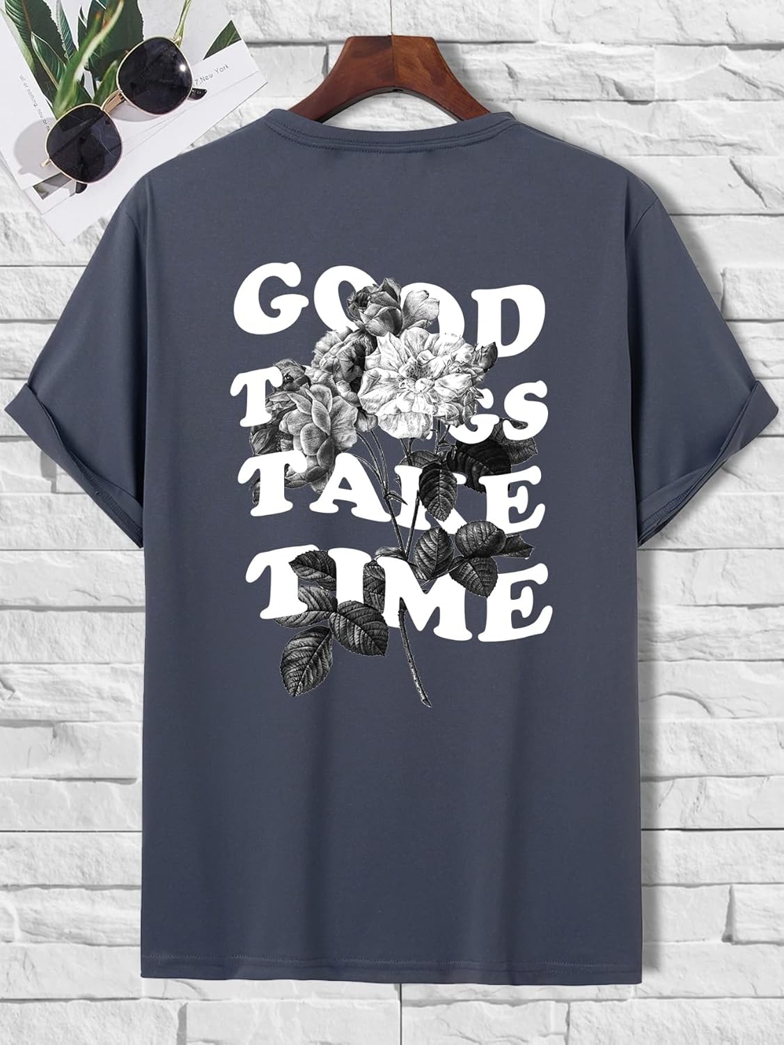 GORGLITTER Men's Novelty Casual Letter Graphic Crewneck T-Shirt Half Sleeve Oversized Tee Top - Image 3