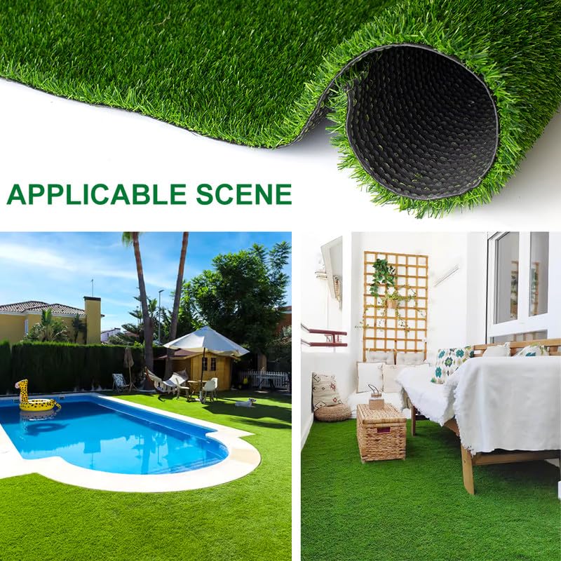 Tappeto sintetico realistico da 1,8 cm, erba sintetica sintetica per animali domestici, tappeto astro, 1,8 x 37 m, per interni ed esterni, giardino, cortile con fori di drenaggio