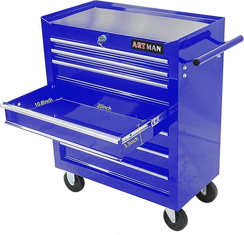 Miniatura 77 de Carro de herramientas de 4 cajones con ruedas, multifuncional, almacenamiento de herramientas, cajones, herramienta rodante, organizador