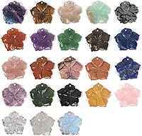 Justinstones 10pcs Natural Gemstone Hawaiian Flower Beads - Top Drilled Carved Charms for DIY Jewelry Making, Bracelets & Necklaces