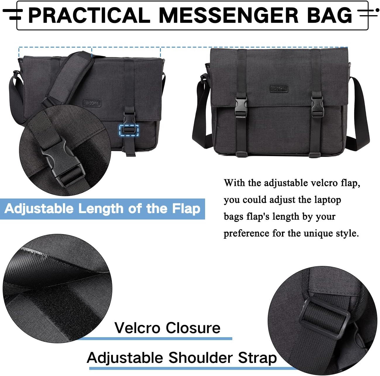 VASCHY Messenger Bag,Water Resistant Casual Lightweight Slim Crossbody Shoulder Bag for Men Women Work School for 14in Laptop - Image 3