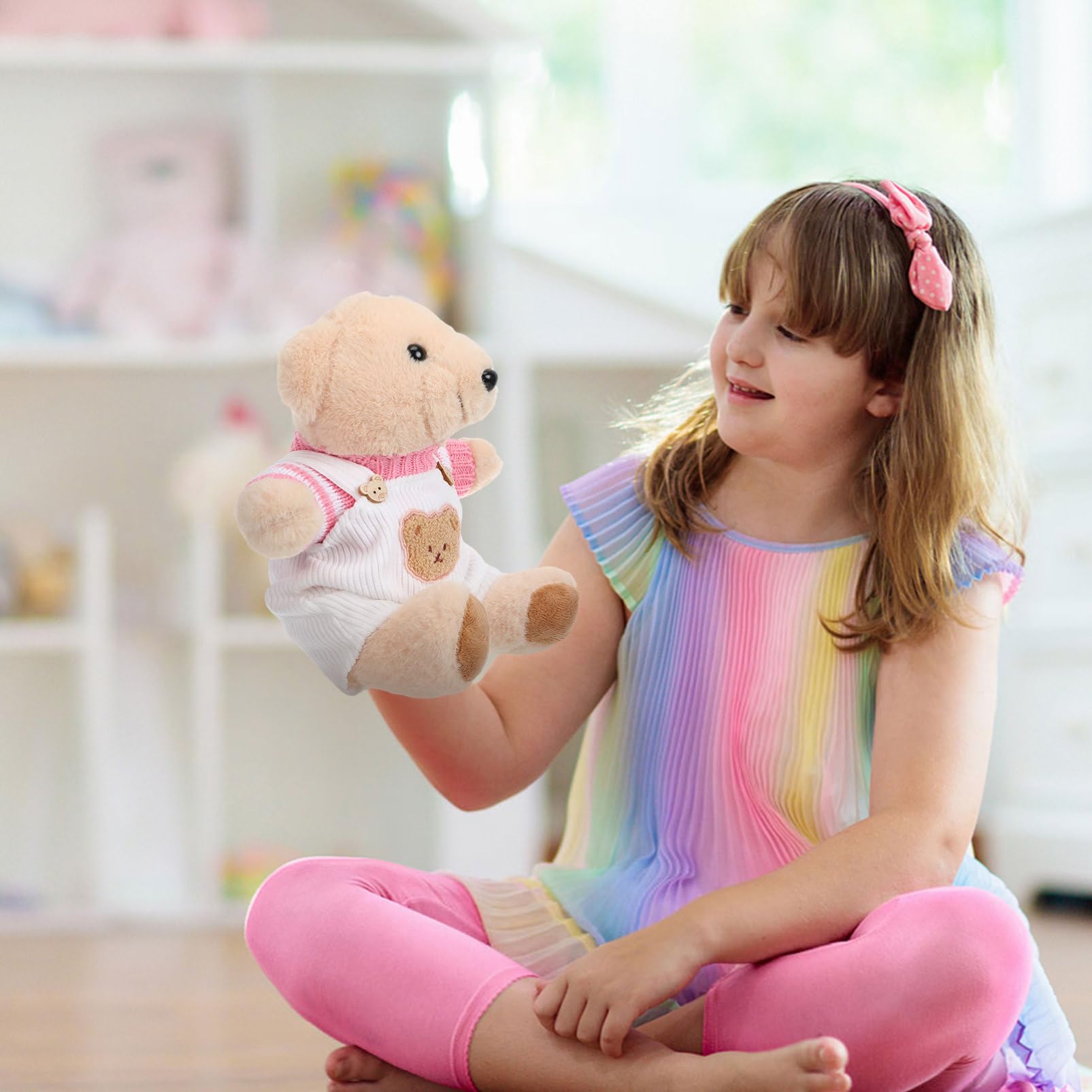 BESTonZON 2 juegos de ropa de muñeca para oso de 30 cm: ropa de peluche para animales - trajes de muñeca de peluche incluyen pantalones con tirantes y suéter