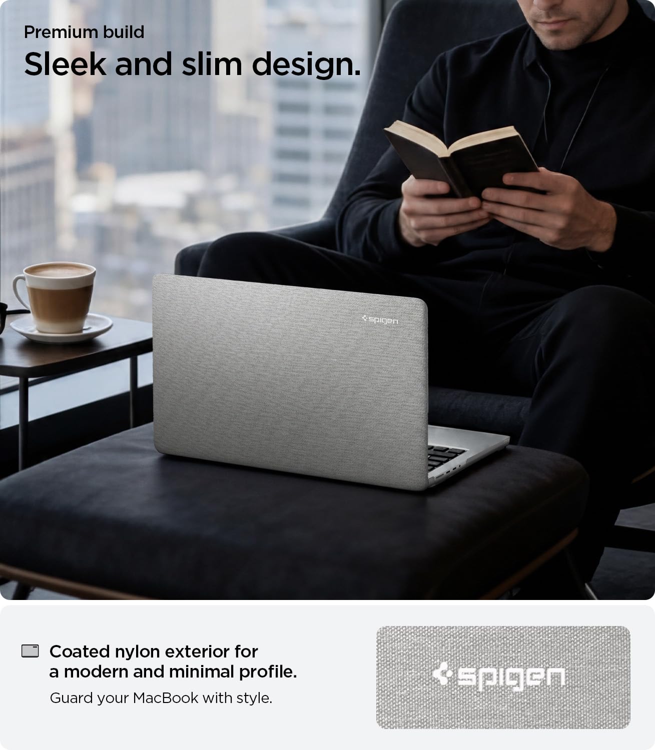 Spigen Urban Fit Funda para MacBook Pro 14 Pulgadas | Funda para M5/M4/M3/M2/M1/Pro/Max (2026-2021) con Textura de Tejido Premium, Confort Ligero - Heather Gray